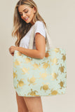 Mb0124 - Gold Foil Turtle Tote Bag