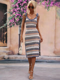 Striped Tie Shoulder Split Cover Up Dress