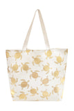 Mb0124 - Gold Foil Turtle Tote Bag