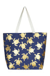 Mb0124 - Gold Foil Turtle Tote Bag