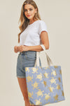 Mb0124 - Gold Foil Turtle Tote Bag