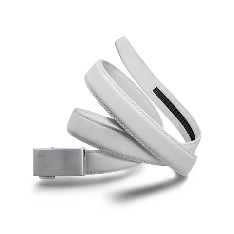 Mission Belt- White Leather Platinum