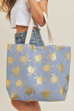 Mb0124 - Gold Foil Turtle Tote Bag