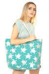 Mb0124 - Gold Foil Turtle Tote Bag