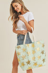 Mb0124 - Gold Foil Turtle Tote Bag